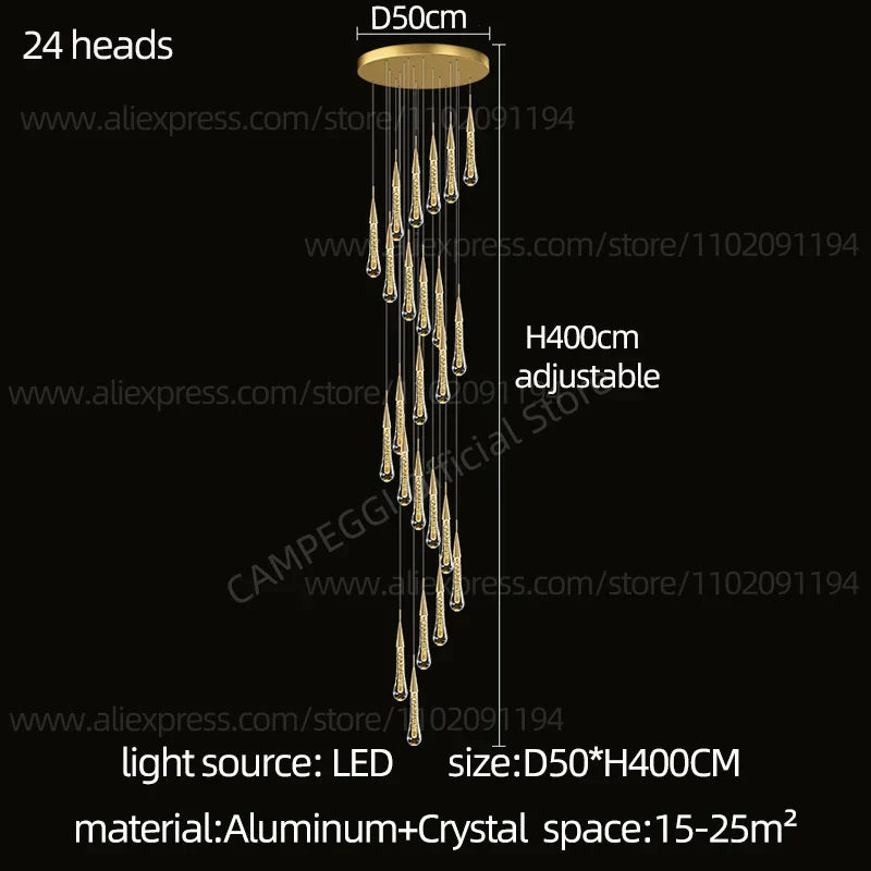 DecorBites™ Crystal LED Pendant Chandelier for Modern Luxury Living Room
