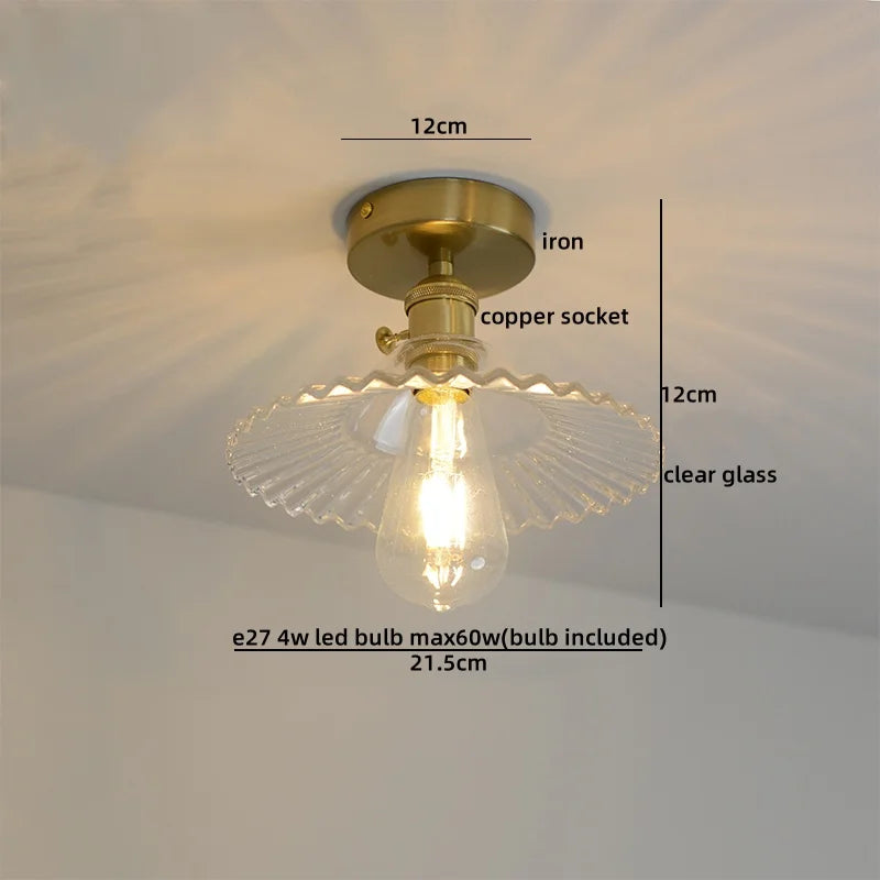 DecorBites™ Green Glass LED Ceiling Lamp for Home Living Room and Hallway Lighting