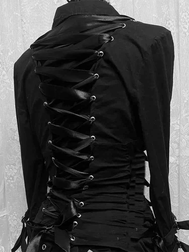 MUNSIEUR Goth Blouse Personalized T-shirt for Women Premium Slim Fit Ruched Streetwear New Arrivals