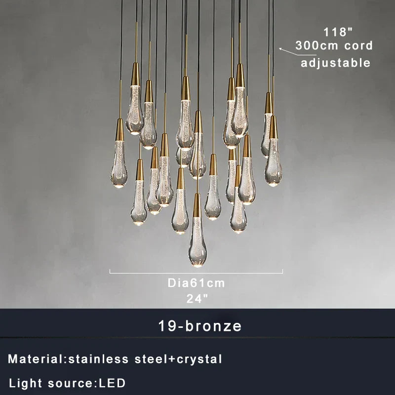 DecorBites™ Crystal Water-drop Ceiling Chandelier, Elegant Dining Room Décor.