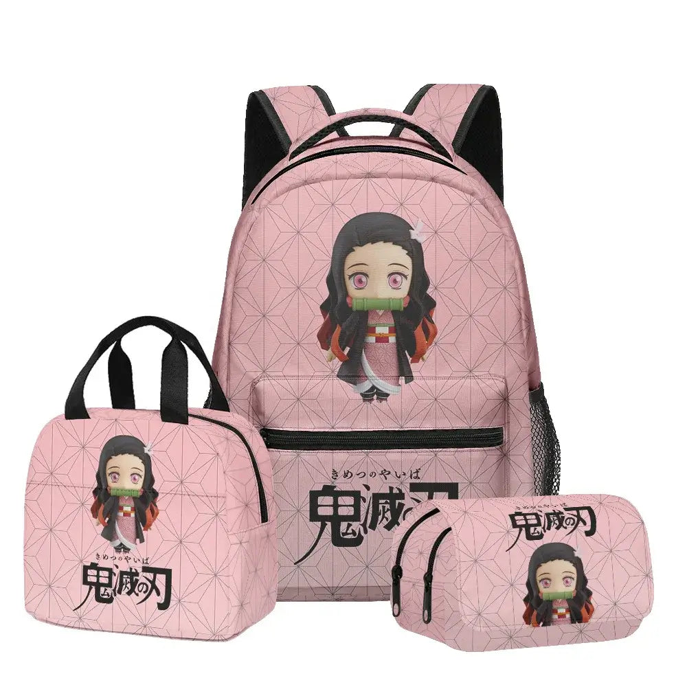 Demon Slayer Backpack Set: Tanjiro & Nezuko School Gear