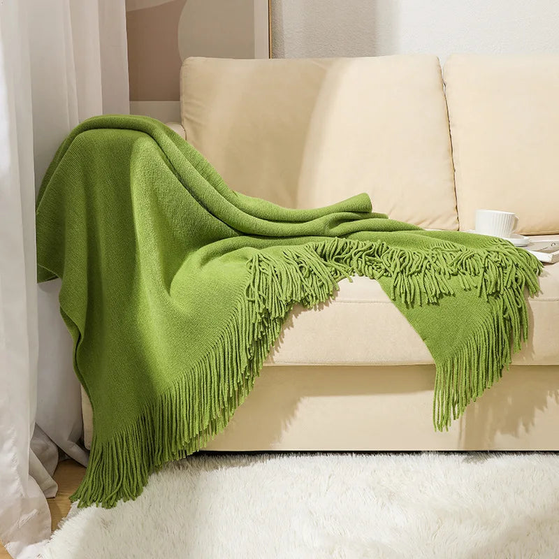 DecorBites™ Knitted Nordic Sofa Blanket - Soft Wool Blend Bed End Towel for Hotel Bedroom Decor