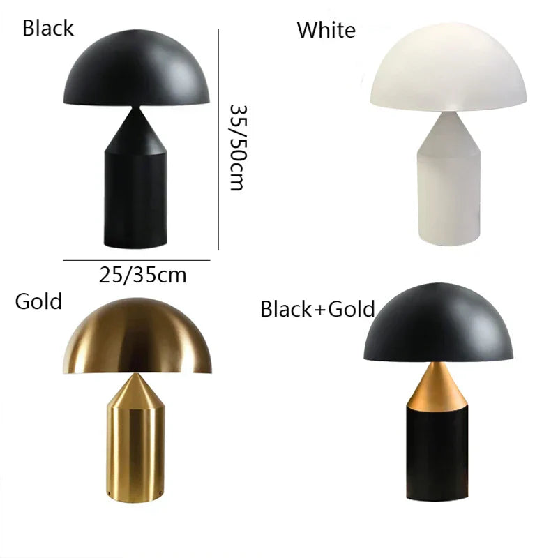 DecorBites™ Gold Iron Mushroom Table Lamp for Home Decor, Living Room, Bedroom - G9 Interface