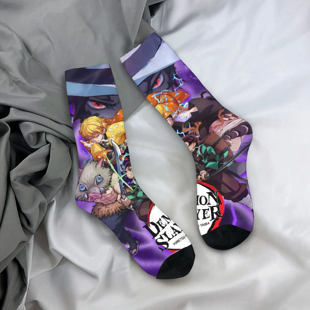 Demon Slayer Socks: Nezuko & Giyu Trendy Skateboard Style