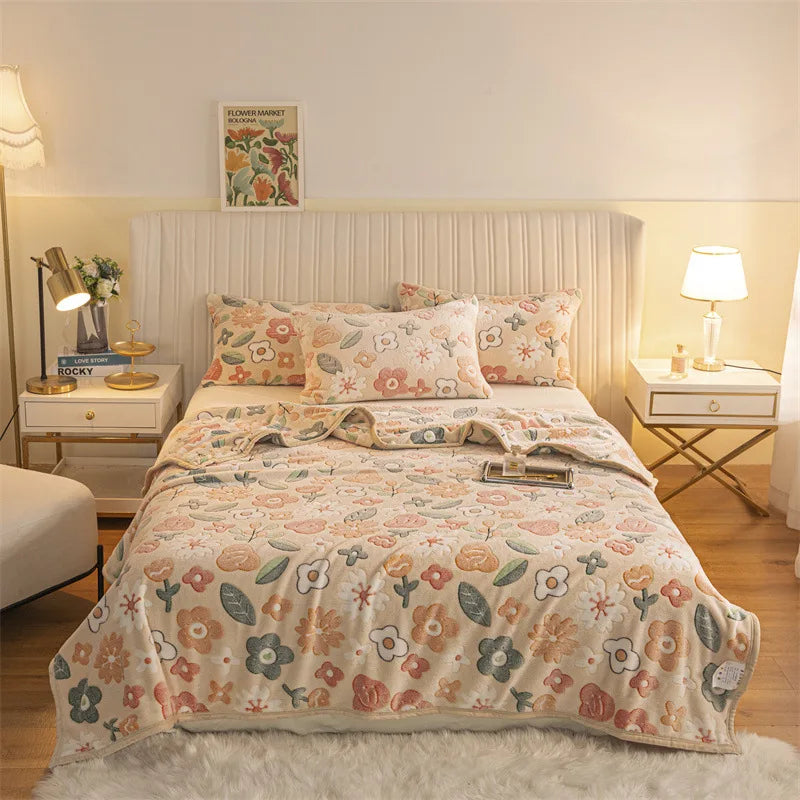 DecorBites™ Double Sided Plaid Fleece Blanket - Winter Bedroom Essential