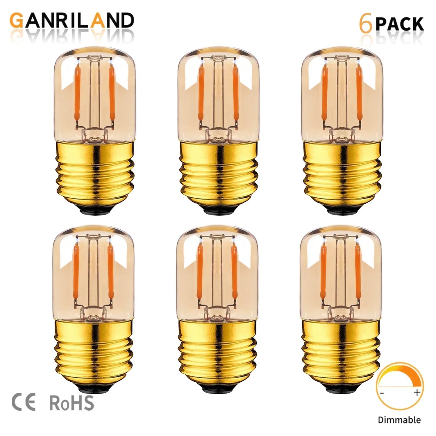 DecorBites™ Gold-Tinted LED Tubular Bulb, 1W, Warm White, Dimmable, Vintage Style