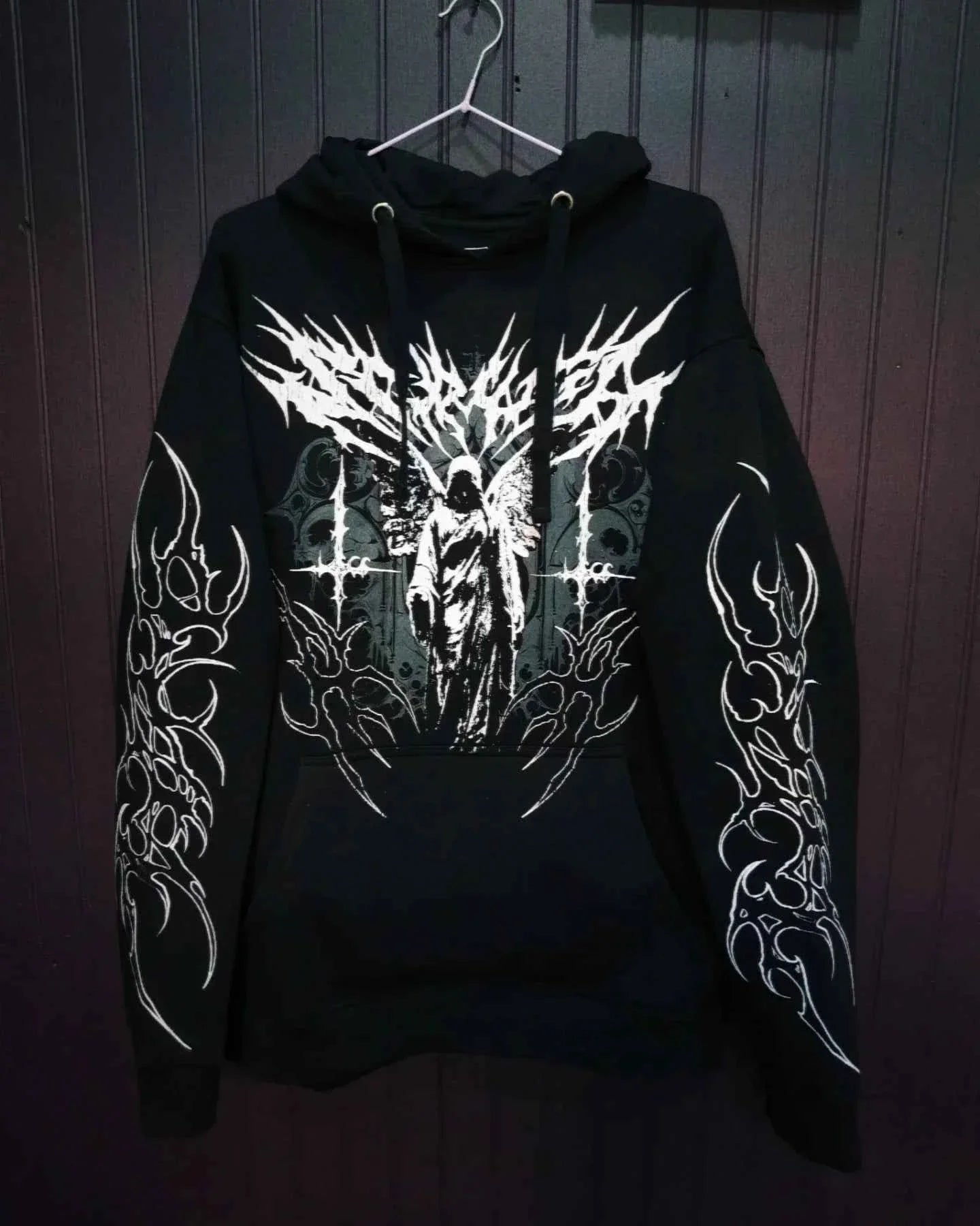 Y2K Sweatshirt for Women White Angel Themed Spike Print