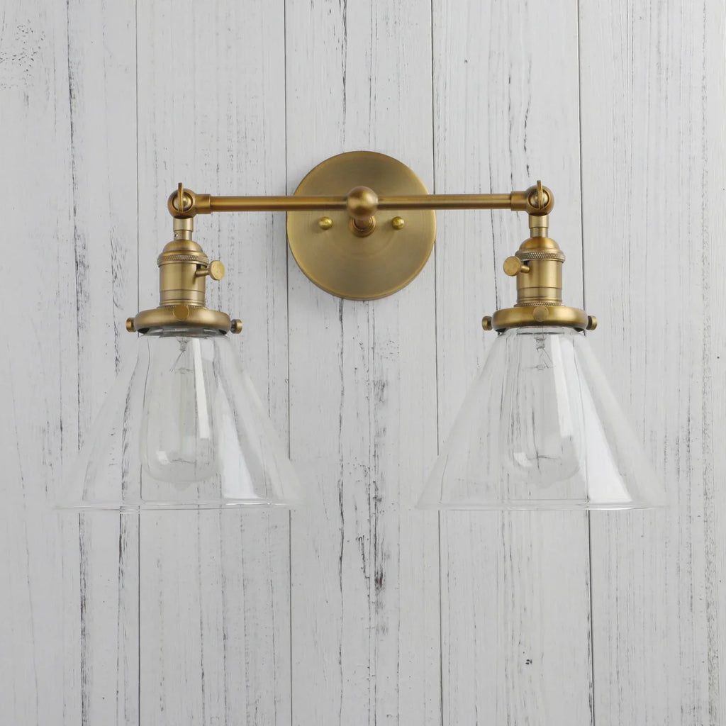 DecorBites™ Funnel Glass Wall Sconce Light Fixture for Bedroom and Loft Decor