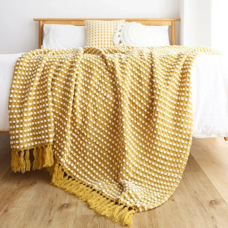 DecorBites™ Knitted Nordic White Casual Blanket - Soft & Comfortable Sofa Throw Bed End Cover for Home Decor & Travel