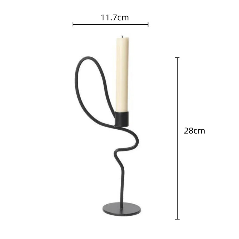 DecorBites™ Geometric Black Metal Candlestick Candelabrum - Handcrafted Home Decor & Wedding Centerpiece