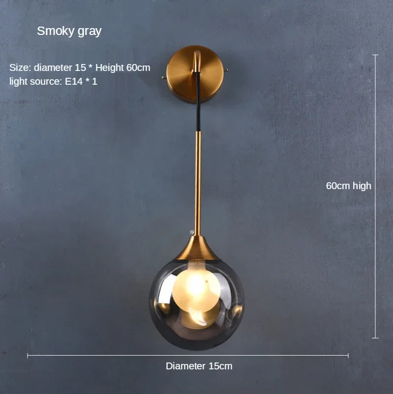 DecorBites™ Glass Ball Gold Wall Lamp Modern Sconce Nordic Light Fixture for Living Bedroom