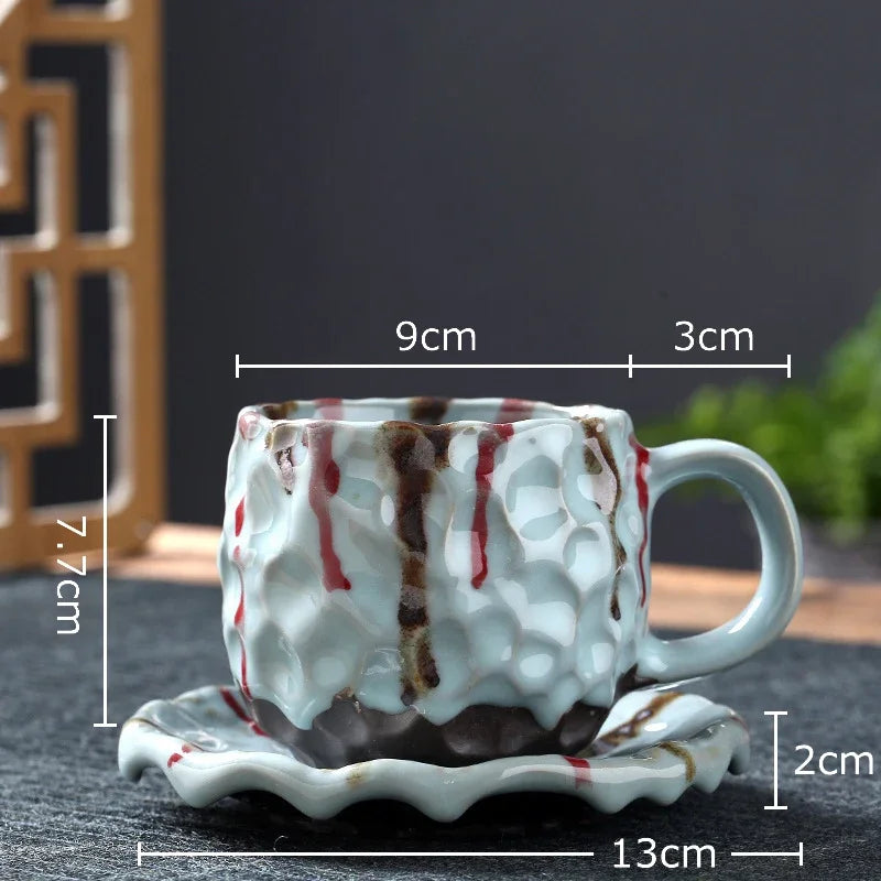 DecorBites™ Hammer Pattern Ceramic Mug Set for Dining Table and Coffee, Tea, Juice