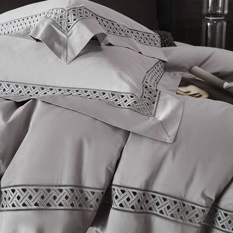 DecorBites™ Egyptian Cotton Luxury Hotel Bedding Set: Duvet, Sheet, Pillowcases