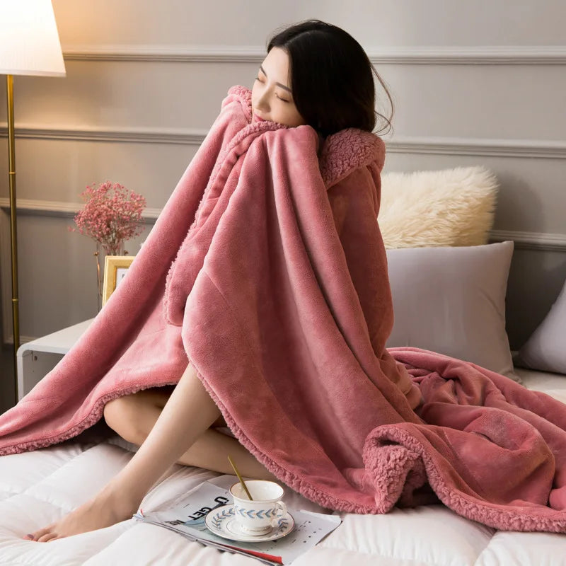 DecorBites™ Cozy Lambswool Flannel Blanket for Sofa, Office, and Bed