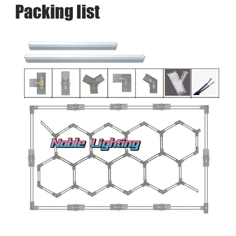 DecorBites™ Hexagon Ceiling Light 6500K for Car Wash Beauty Garage Wall with Honeycomb Design