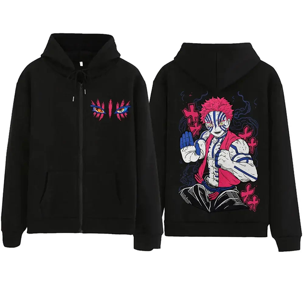 Demon Slayer Akaza Hoodie Infinity Castle Zipper