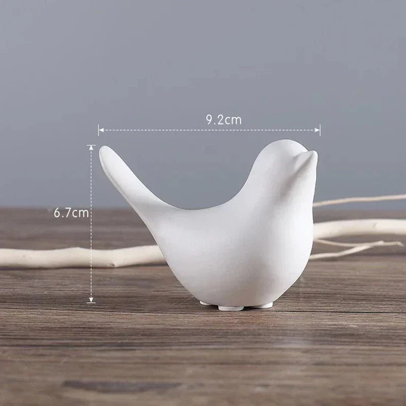 DecorBites™ Bird Figurine Set Nordic Ceramic Black White Table Sculptural Ornament