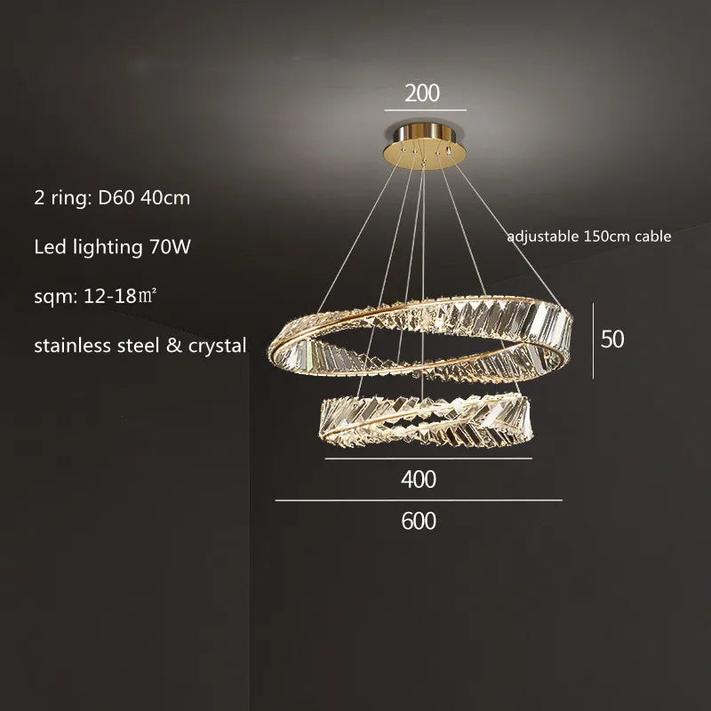 DecorBites™ Irregular Gold Steel LED Pendant Light with Dimmable K9 Crystals