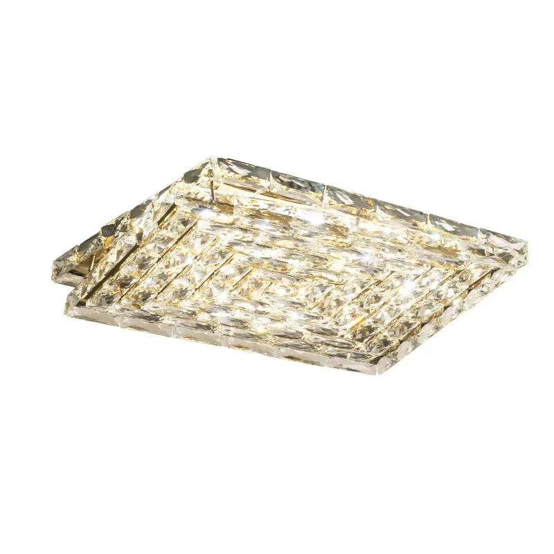 DecorBites™ Crystal LED Ceiling Light | Color Changeable Square Silver | Rectangular Chrome Stainless Steel