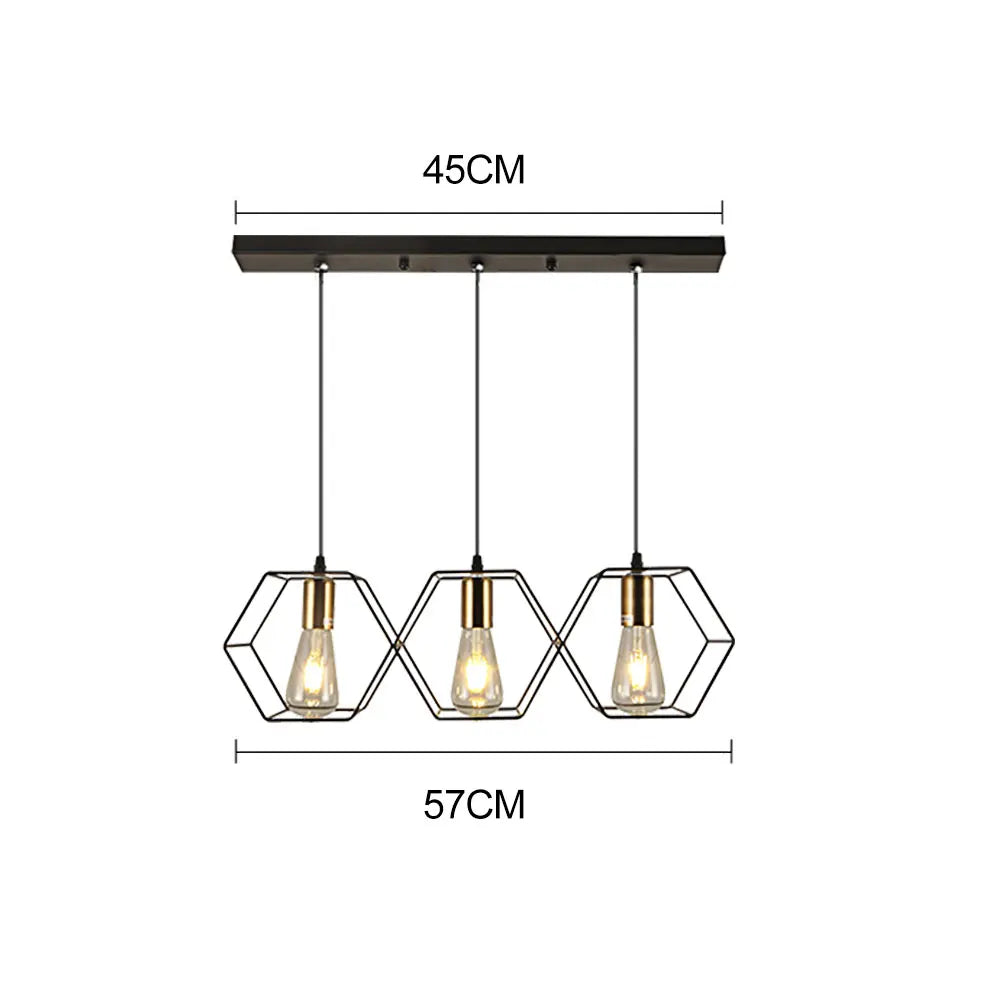 DecorBites™ Geometric LED Chandelier: Modern Metal Frame Light for Dining Room or Bedroom