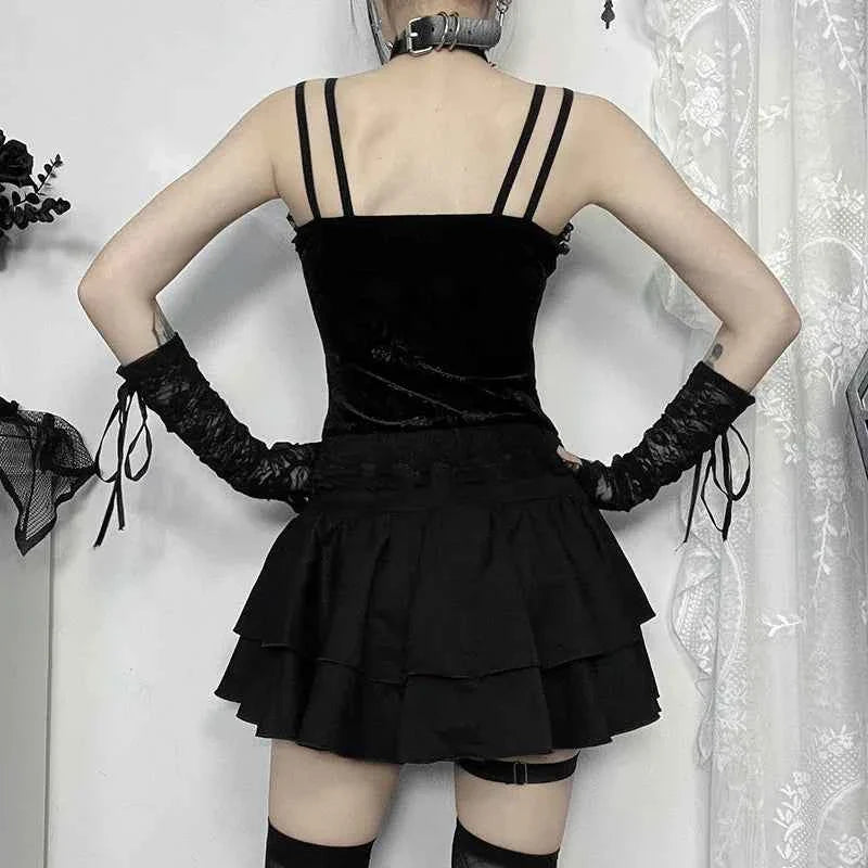 Lace Cross Mini Skirt Y2k Grunge
