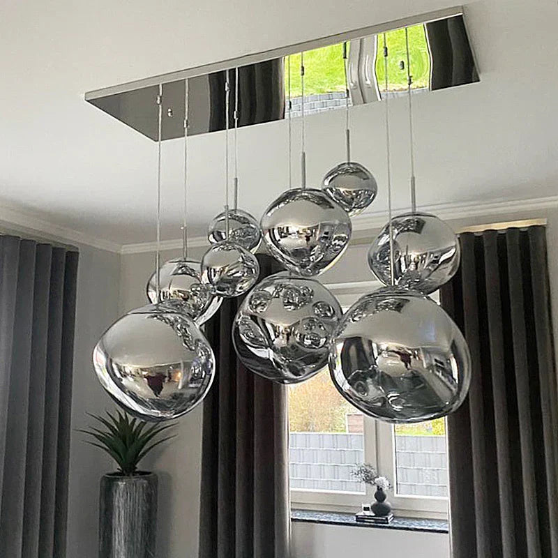 Golden glass lava led pendant light living room chandelier