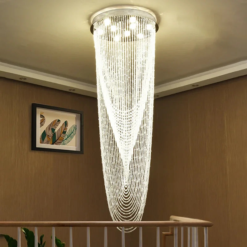 DecorBites™ Crystal Tassel Stair Chandelier for Luxurious Indoor Lighting