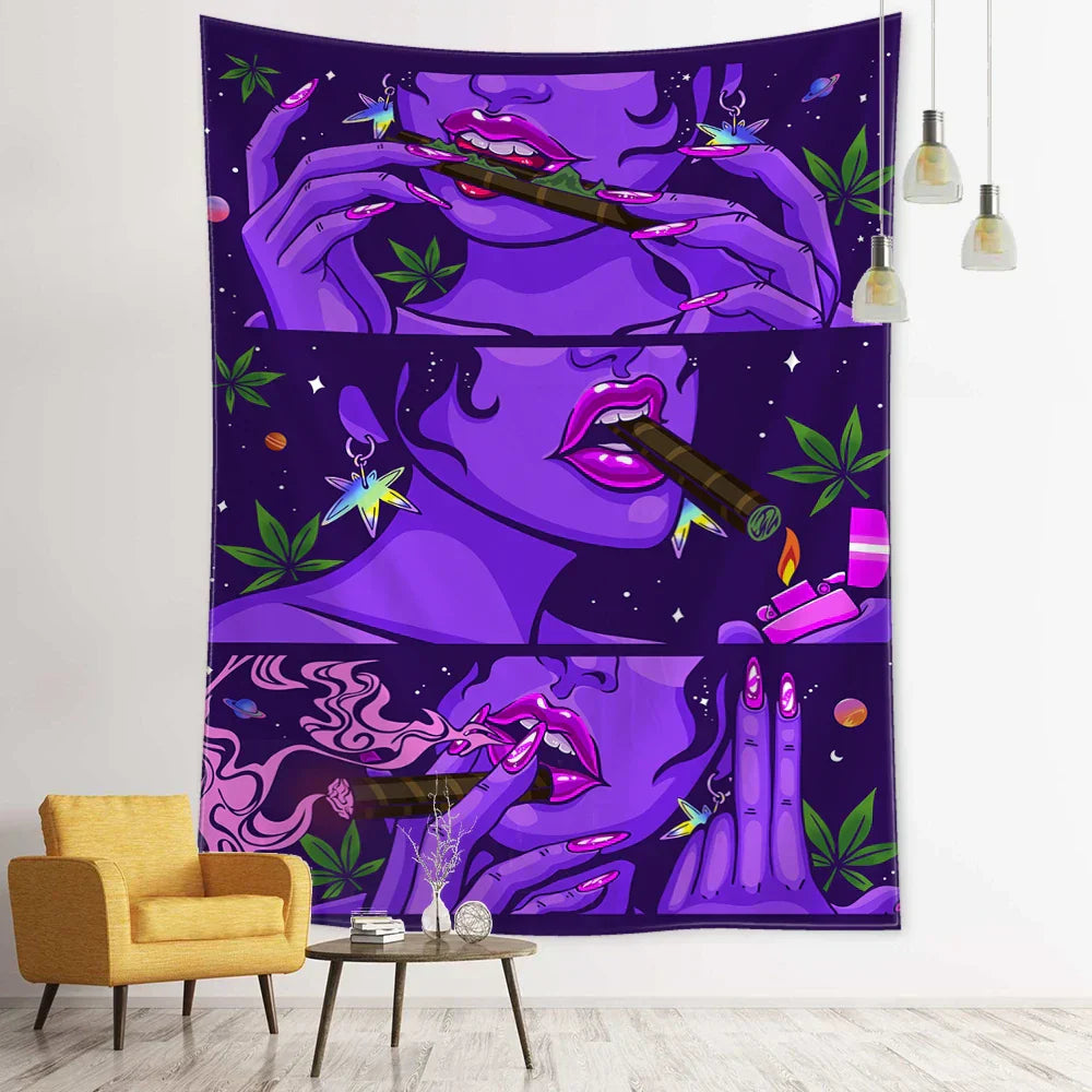 DecorBites™ Green Star Girl Tapestry Wall Hanging Psychedelic Home Decor