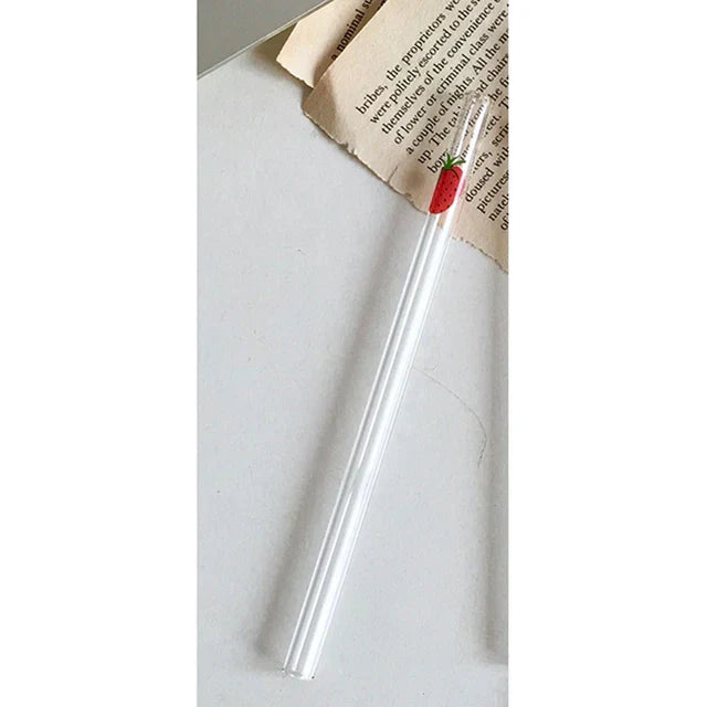 DecorBites™ Kawaii Strawberry Glasses Cup with Straws - Cute Clear Juice Mug