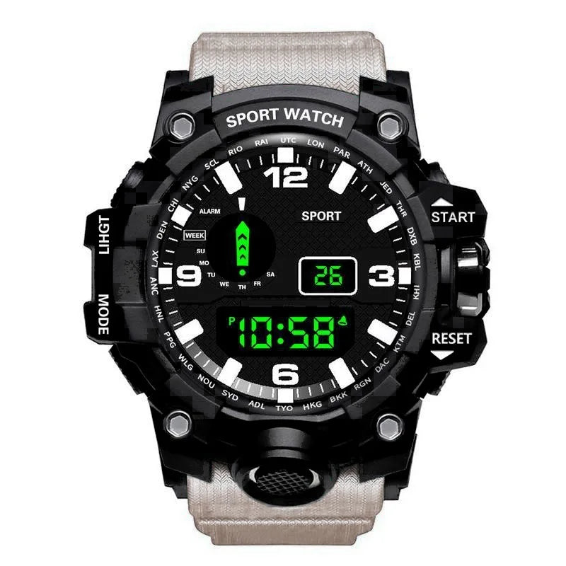 Men's Large Dial Digital Sports Watch – 55mm Waterproof Luminous Alarm Military Style