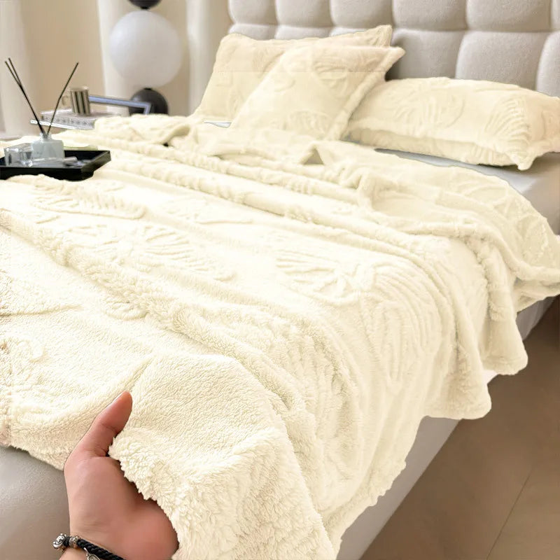 DecorBites™ Luxe Chiffon Butterfly Jacquard Throw: Soft & Cozy Blanket for Couch or Bed