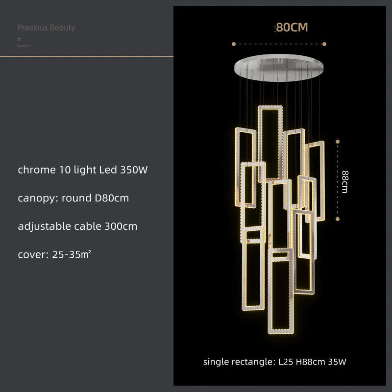 DecorBites™ Crystal LED Pendant Light Luxury Stairs Lustre Modern Lighting Fixture