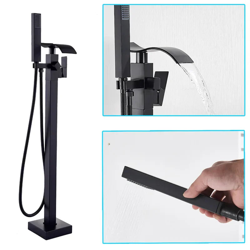 DecorBites™ Black Bronze Bathtub Mixer Faucet | Single Handle Waterfall Tub Fixture