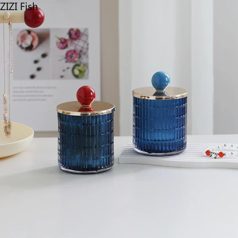 DecorBites™ Glass Tea Canister Candy Pot Ceramic Ball Decorative Storage Jar