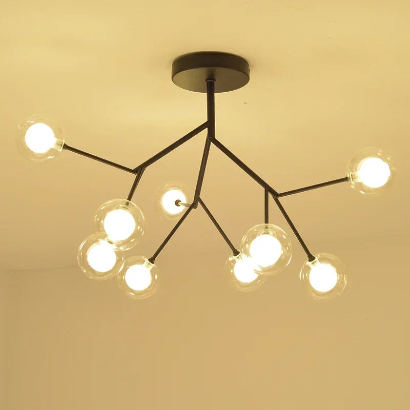 DecorBites™ Heracleum Firefly Glass Round Ball Chandelier - Luxury Staircase Dining Room Lighting