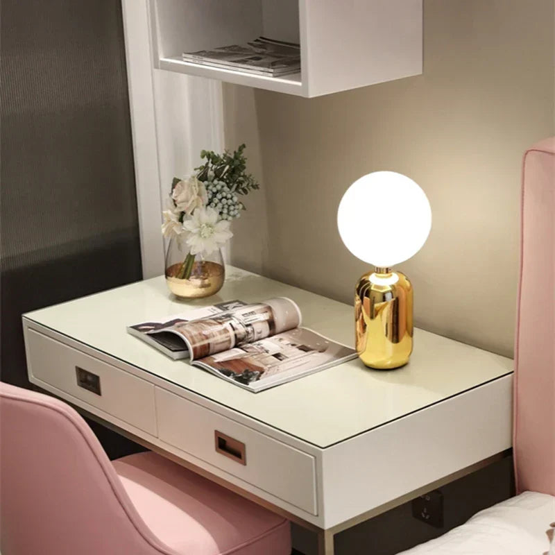 DecorBites™ Glass Ball LED Desk Lamp: Modern Nordic Lighting for Bedroom, Living Room & More.
