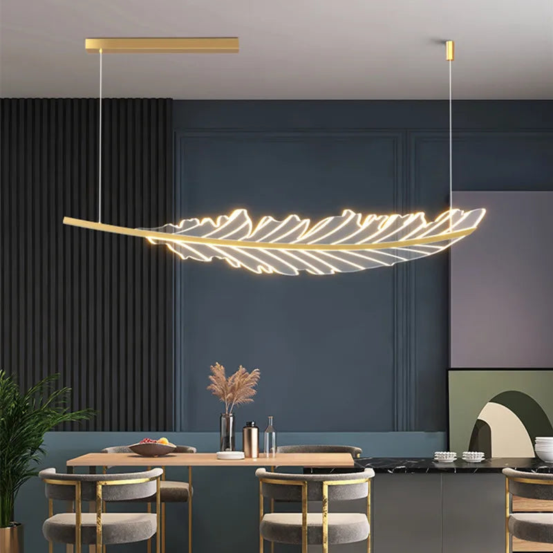 DecorBites™ Leaf Shaped Golden Chandelier for Living Room, Dining Room, Kitchen, and Coffee Shop