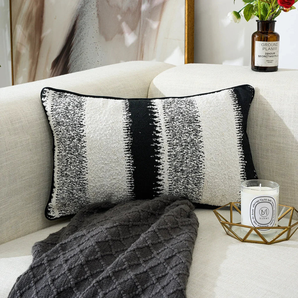 DecorBites™ Geometric Chenille Pillow Cover: Stylish Nordic Jacquard Cushion for Sofa