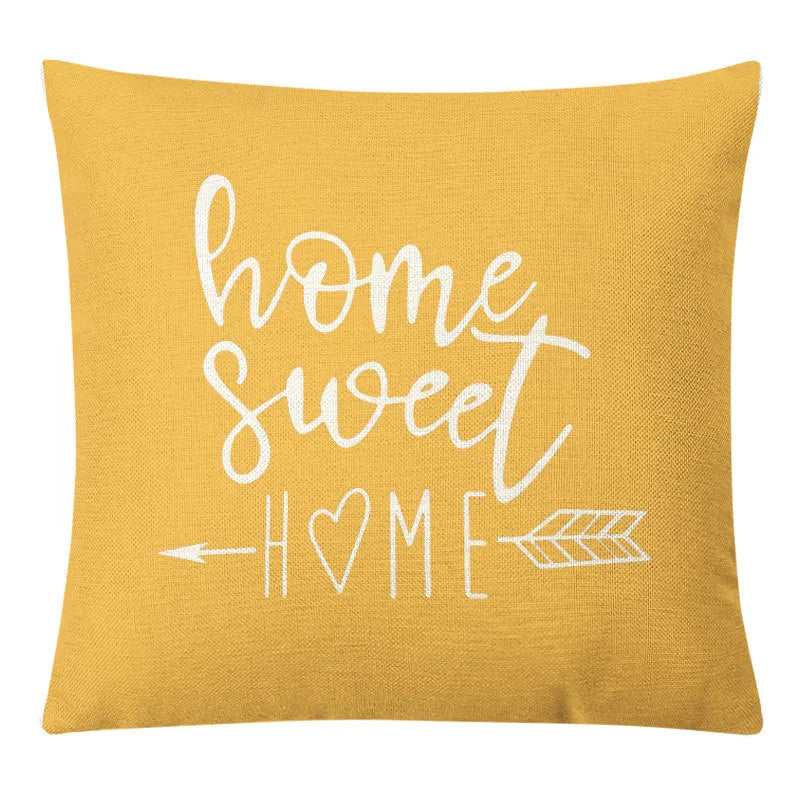 DecorBites™ Geometric Yellow Linen Pillow Cover for Modern Décor 45x45cm