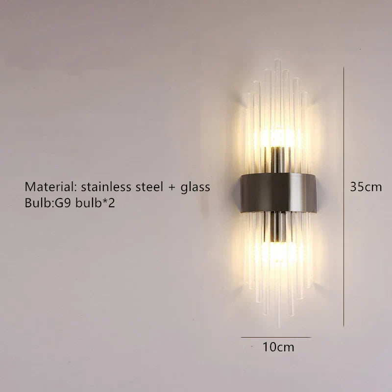 DecorBites™ Crystal LED Wall Lamp Stainless Steel Sconces for Bedroom Dining Room