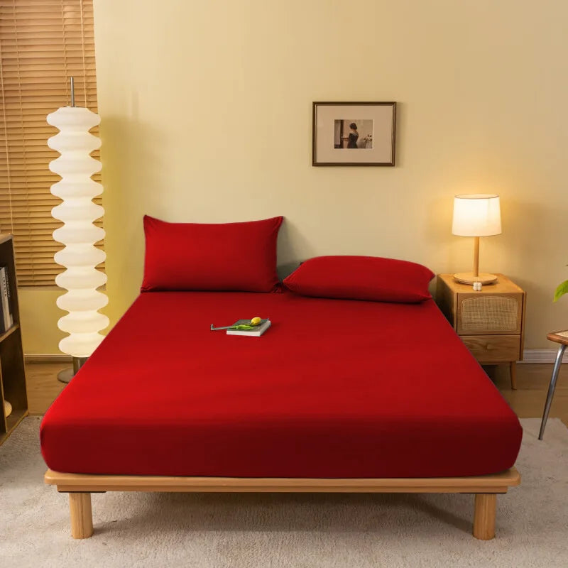 DecorBites™ Cozy Solid Color Fitted Sheet - All Seasons Mattress Cover