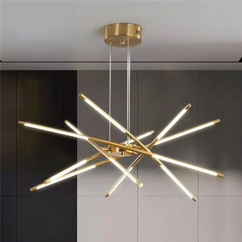 DecorBites™ Gold LED Ceiling Chandelier for Living Room Bedroom Kitchen - Dimmable Pendant Light