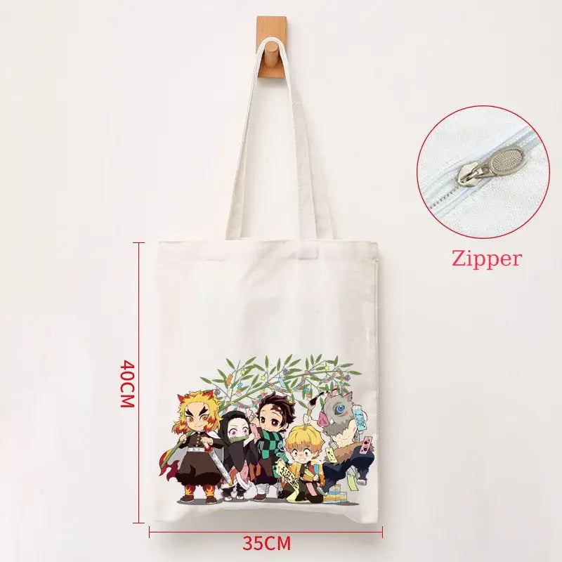 Demon Slayer Canvas Bag: Nezuko & Tanjiro Zipper Tote