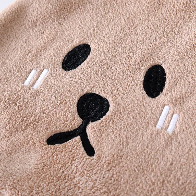 DecorBites™ Kids Bear Hand Towel: Soft Coral Velvet Absorbent Cleaning Cloth
