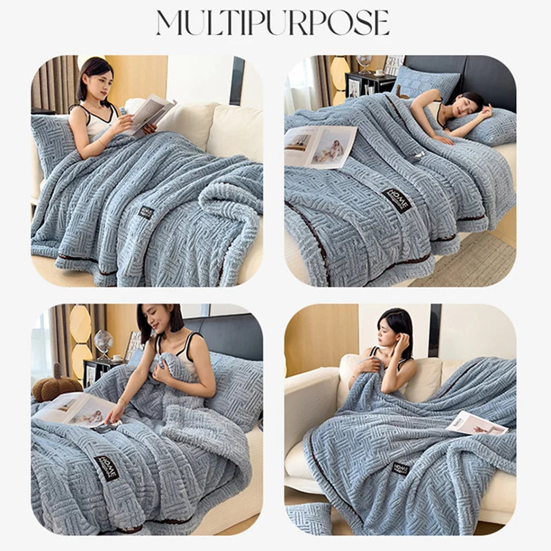 DecorBites™ Double-Layer Luxury Coral Fleece Winter Blanket