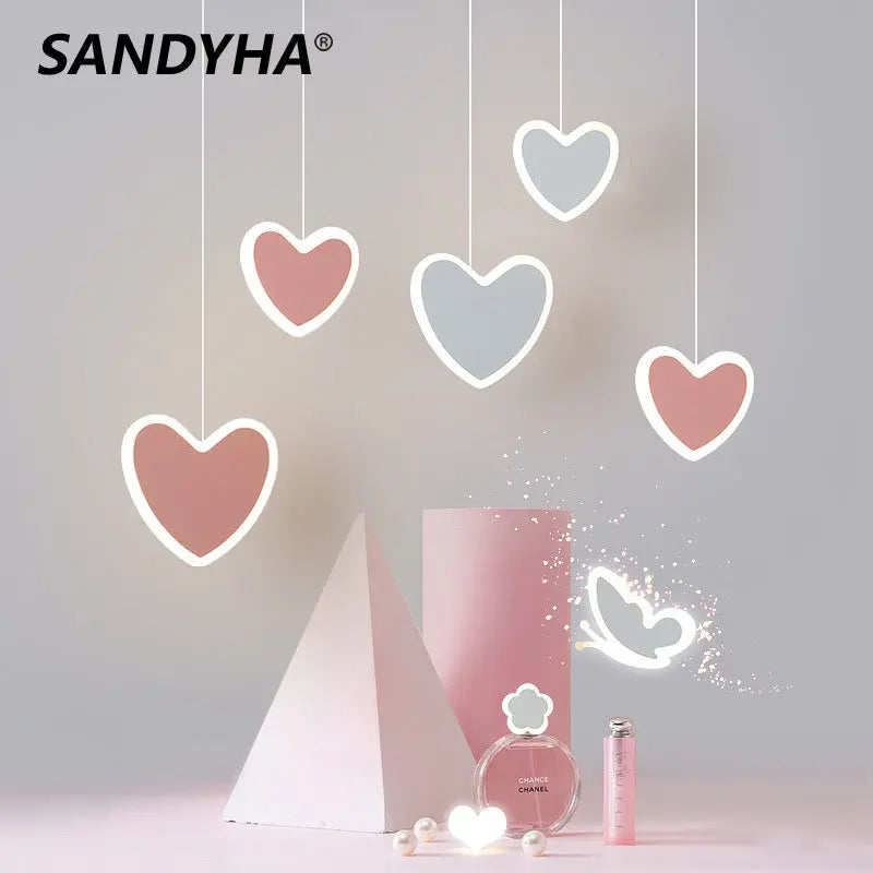 DecorBites™ Heart Blossom Butterfly LED Chandelier for Children's Room