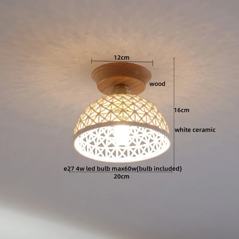 DecorBites™ Copper Wood LED Ceiling Lamp Ceramic Modern Ceiling Lights for Home Decor