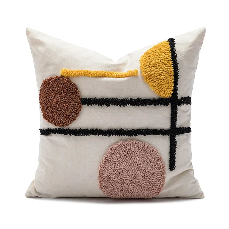 DecorBites™ Geometric Waves Tufted Pillow Covers with Embroidered Tassels