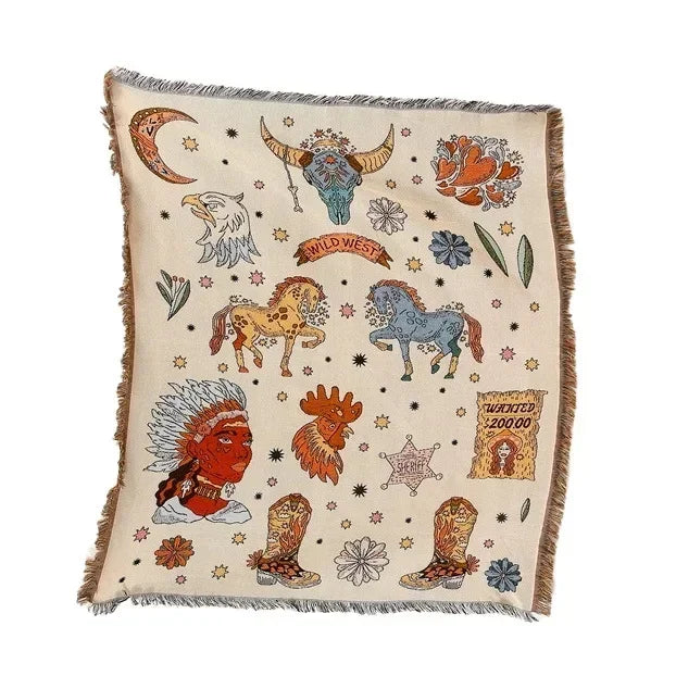 DecorBites™ Gothic Thread Double-sided Tapestry Blanket - Versatile Homestay and Outdoor Decoration