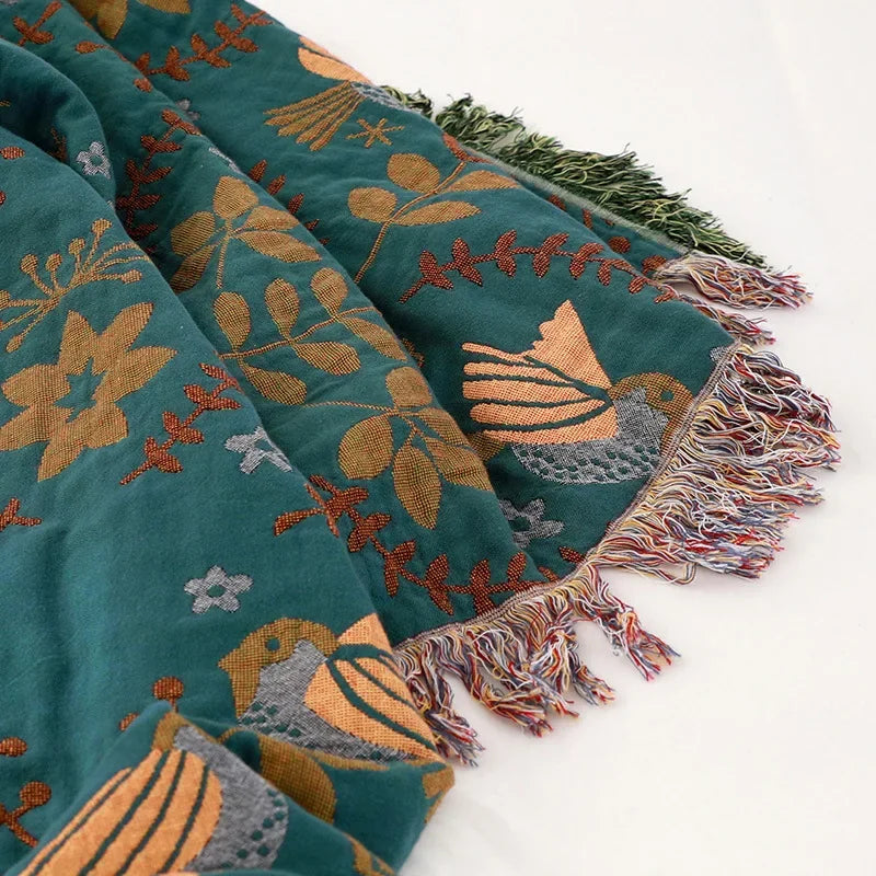 DecorBites™ Double-Sided Sofa Throw Blanket - Japanese Cotton Cover - All-Season Quilt & Travel Blanket